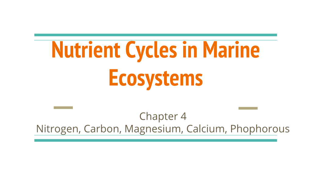 Nutrient Cycles in Marine Ecosystems