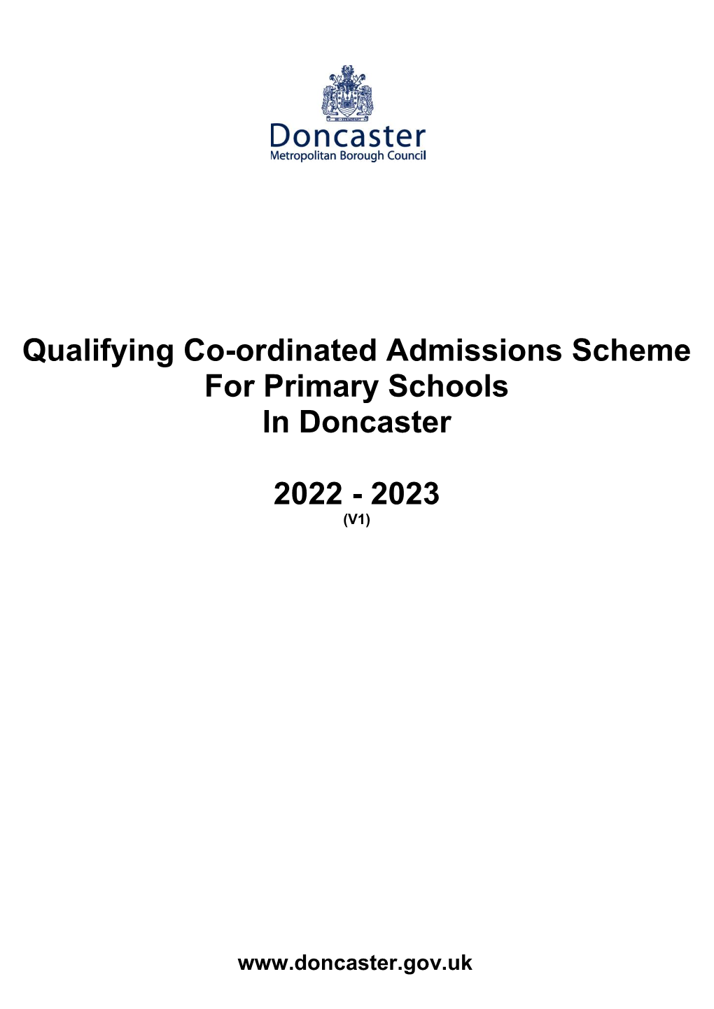Qualifying Co-Ordinated Admissions Scheme for Primary Schools in Doncaster