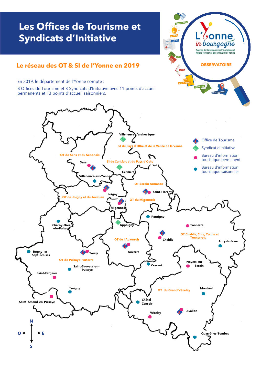 En 2019, Le Département De L'yonne Compte : 8 Offices De Tourisme Et 3