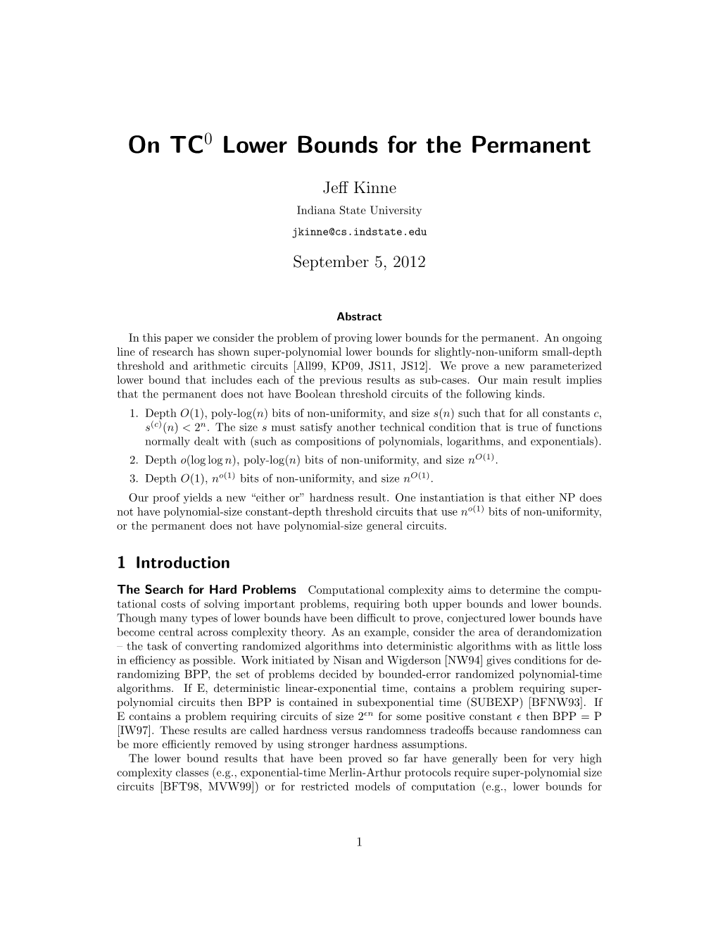 On TC Lower Bounds for the Permanent