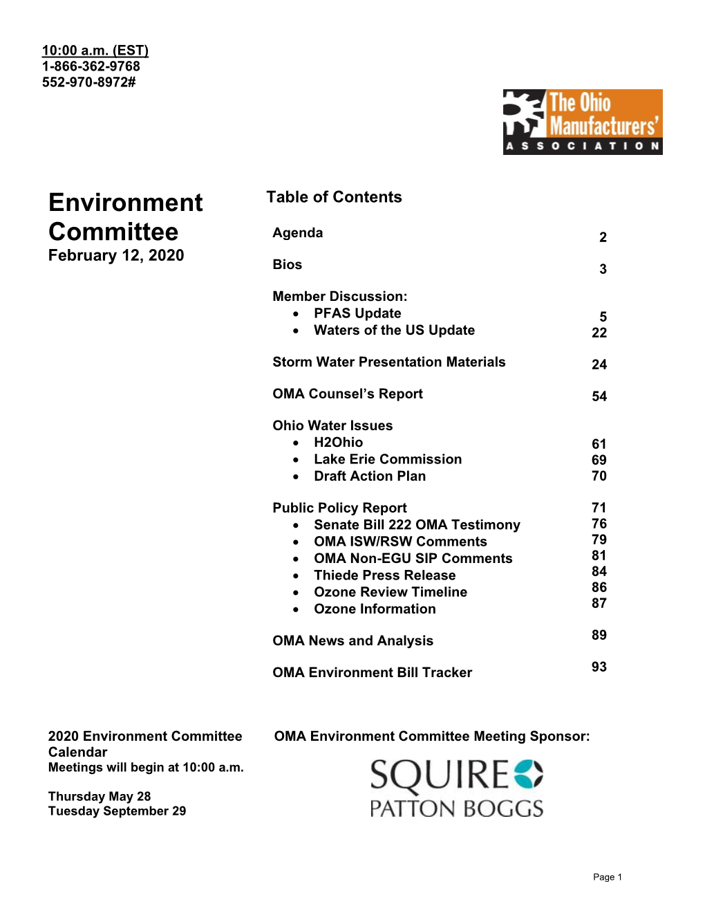 Environment Committee Agenda 2 February 12, 2020 Bios 3