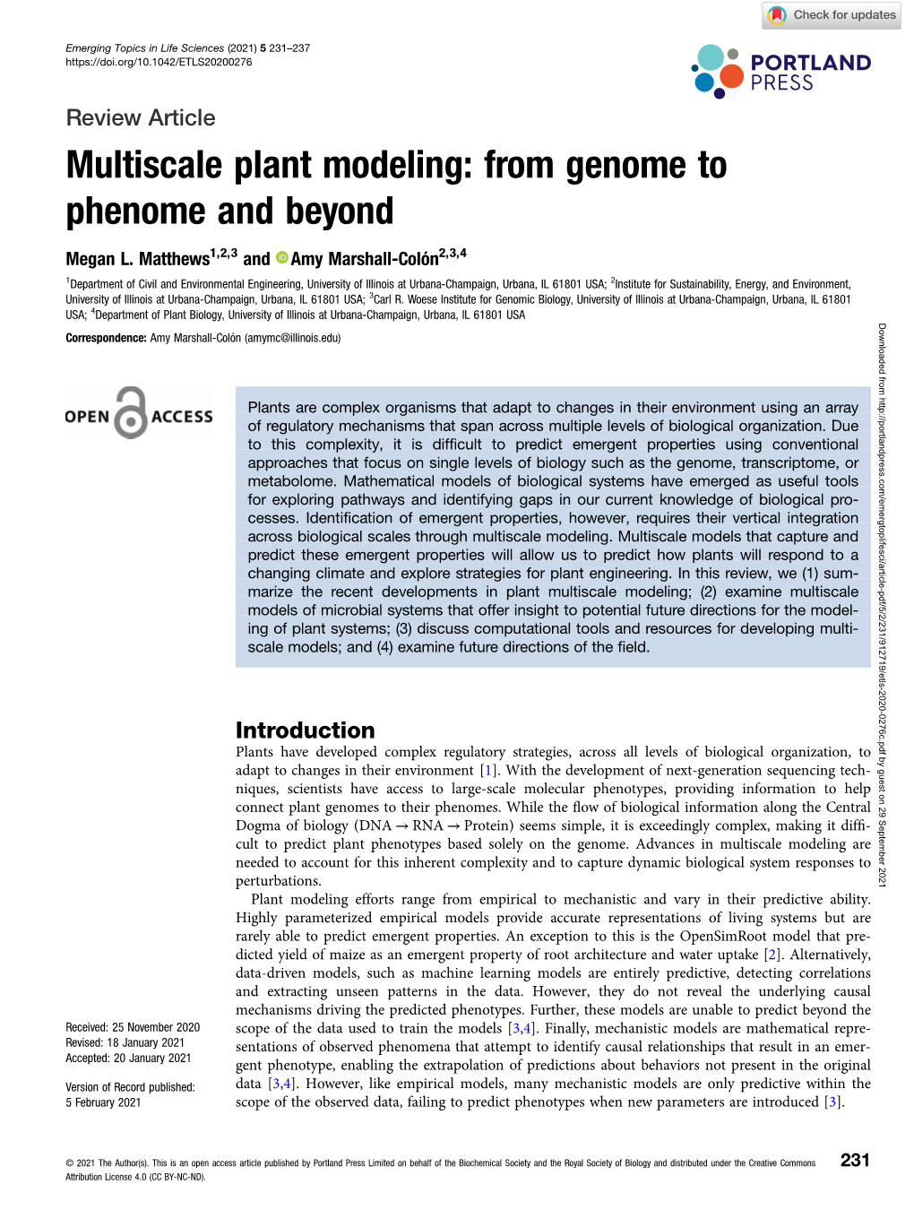 Multiscale Plant Modeling: from Genome to Phenome and Beyond