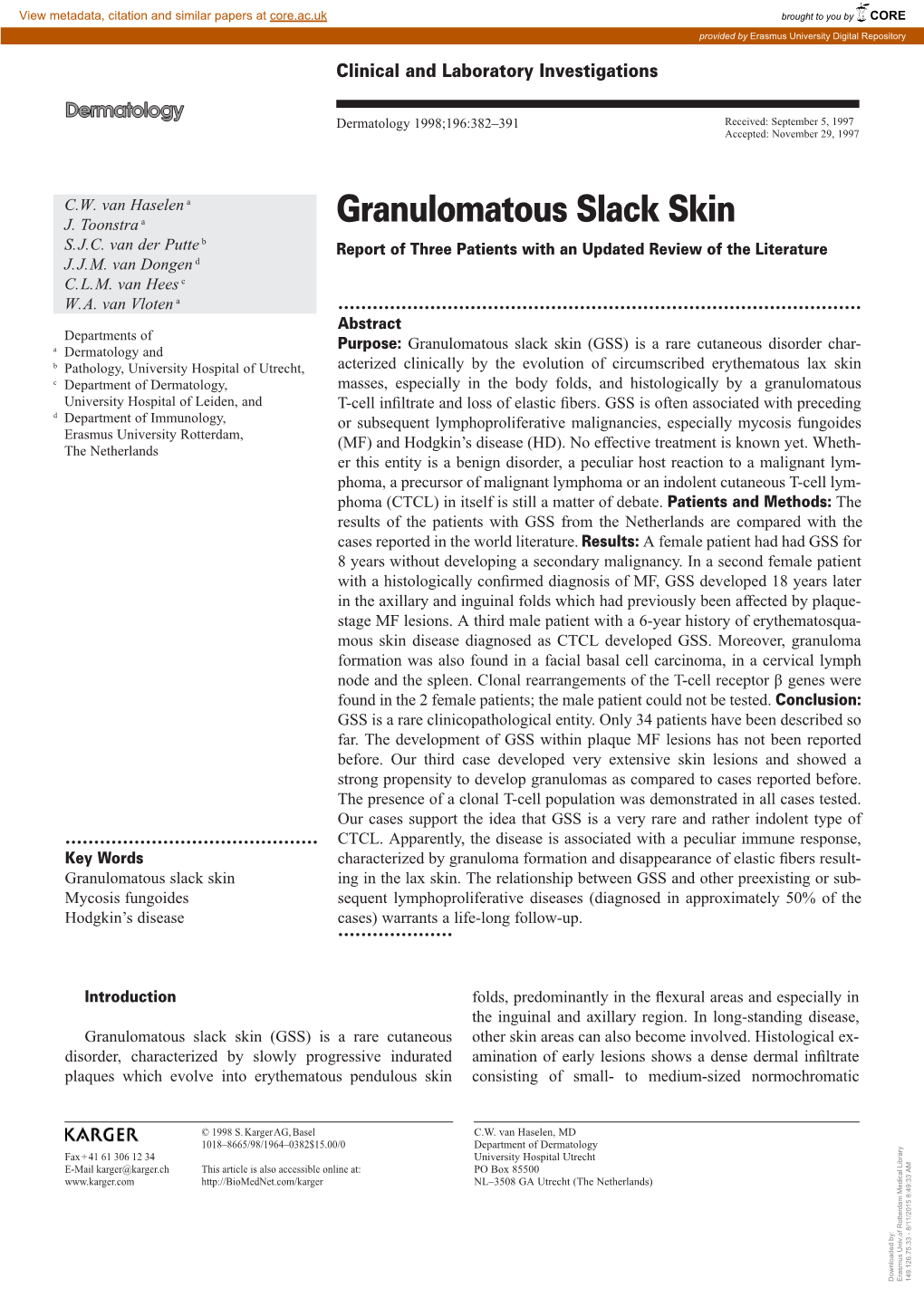 Granulomatous Slack Skin S.J.C