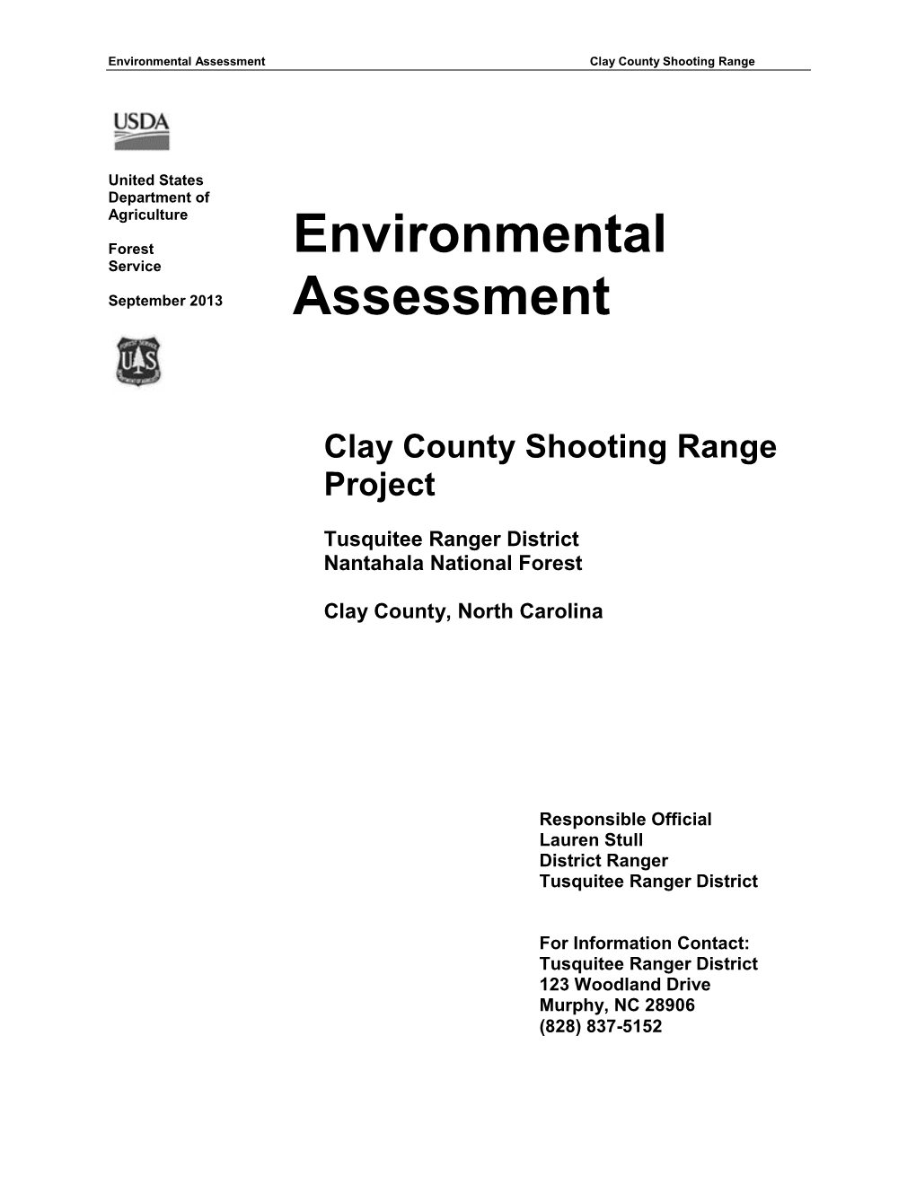 Environmental Assessment Clay County Shooting Range
