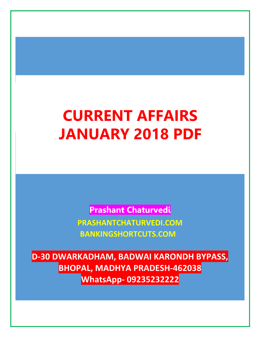 Current Affairs January 2018 Pdf