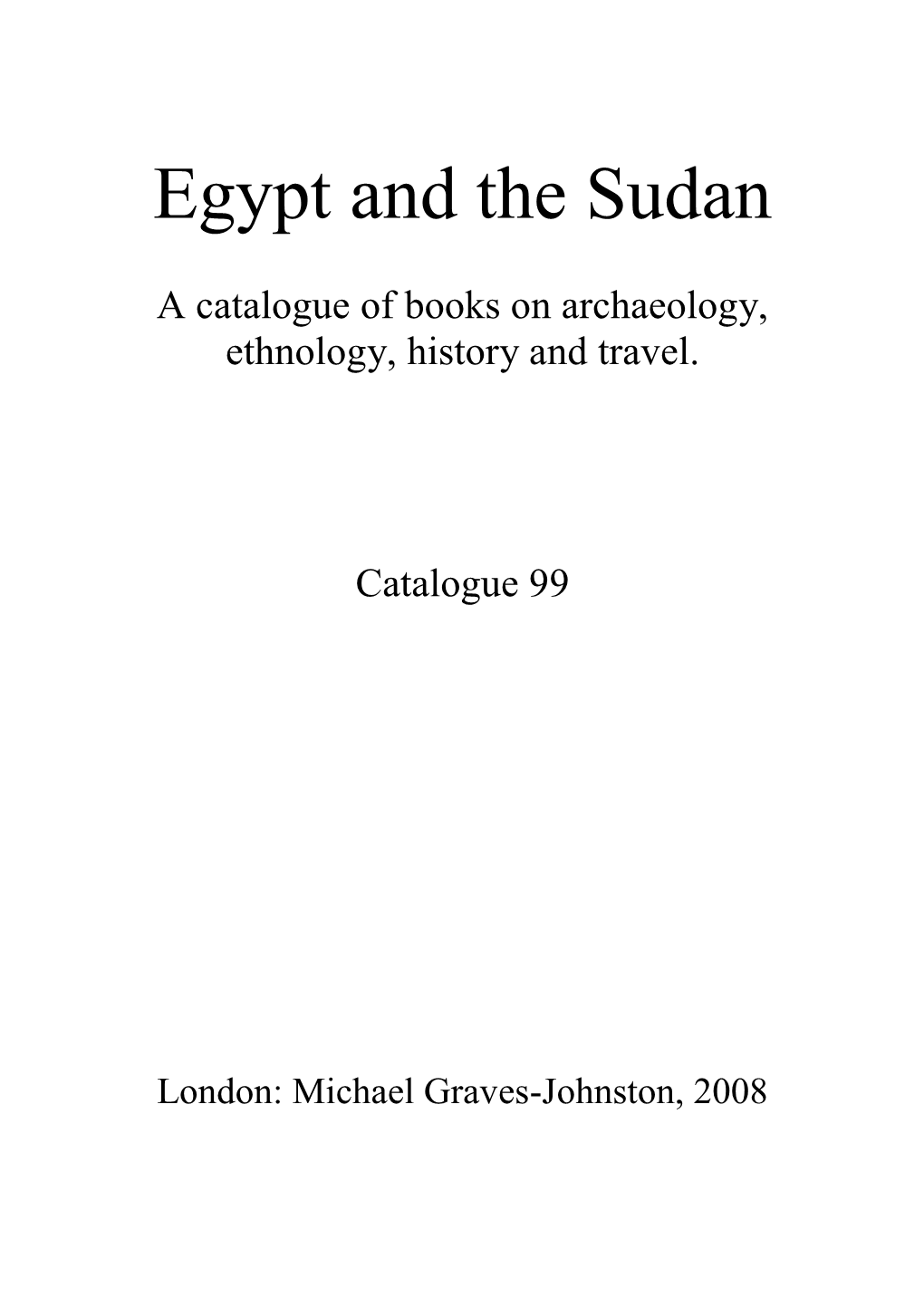 Egypt and the Sudan Catalogue 99