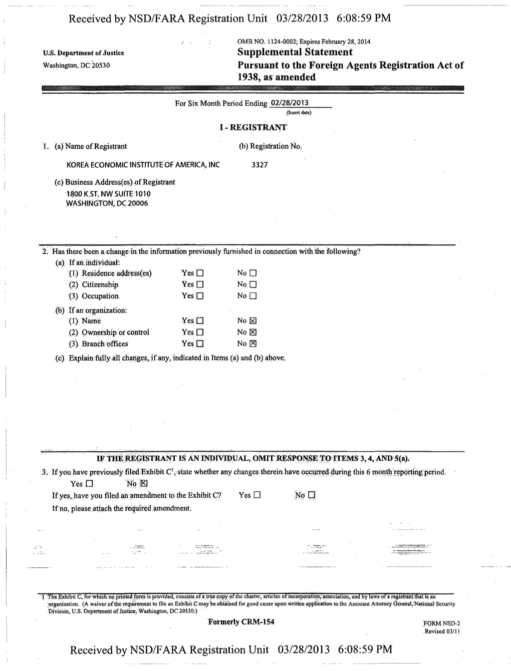 Received by NSD/FARA Registration Unit 03/28/2013 6:08:59 PM Received by NSD/FARA Registration Unit 03/28/2013 6:08:59 PM