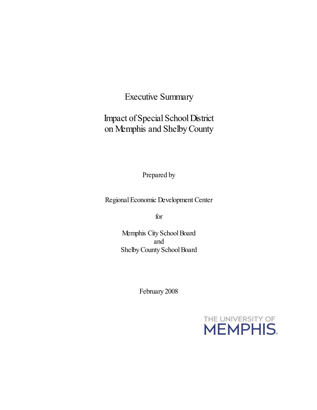 Special School District Executive Summary Draft for Discussion