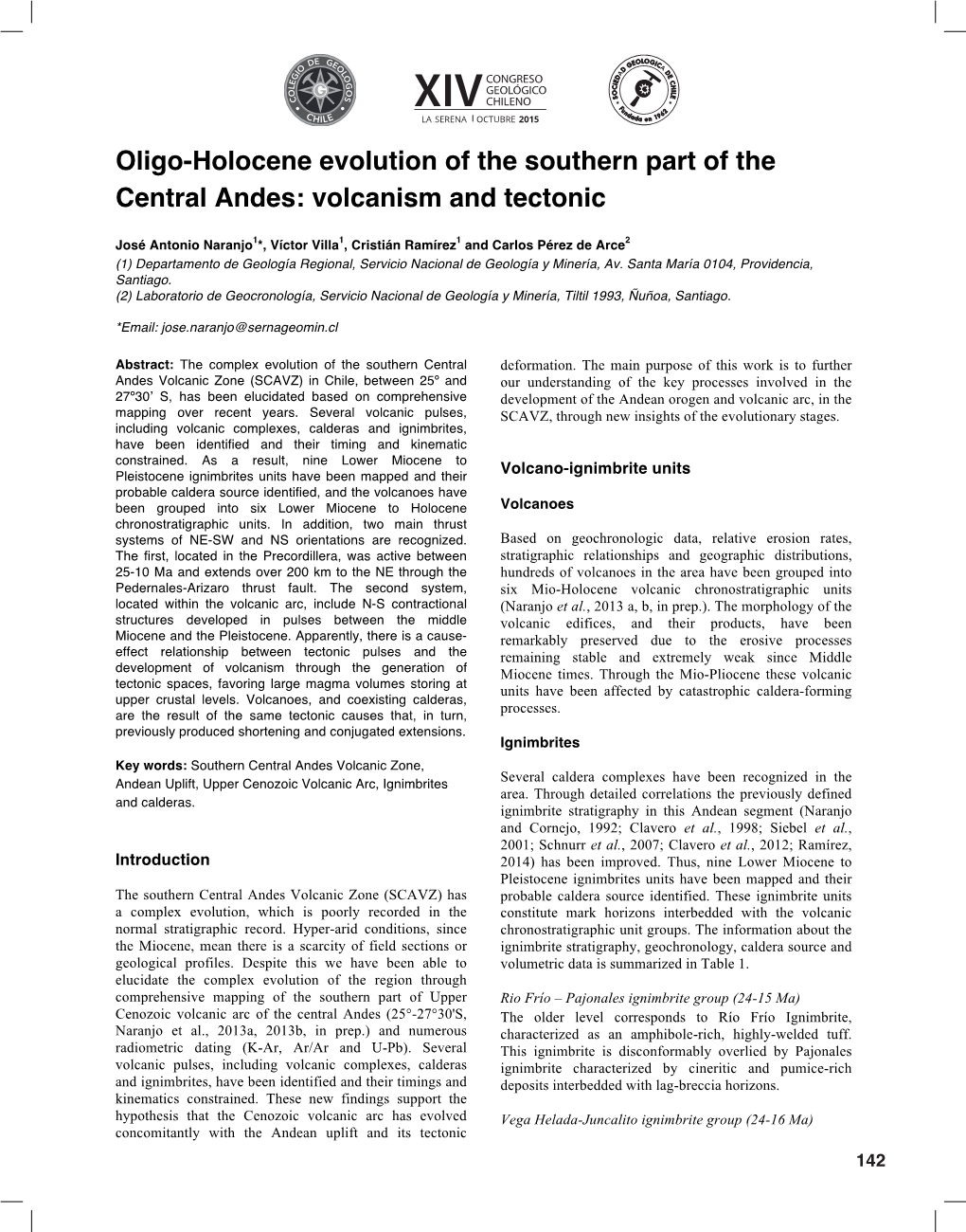 Oligo-Holocene Evolution of the Southern Part of the Central Andes: Volcanism and Tectonic