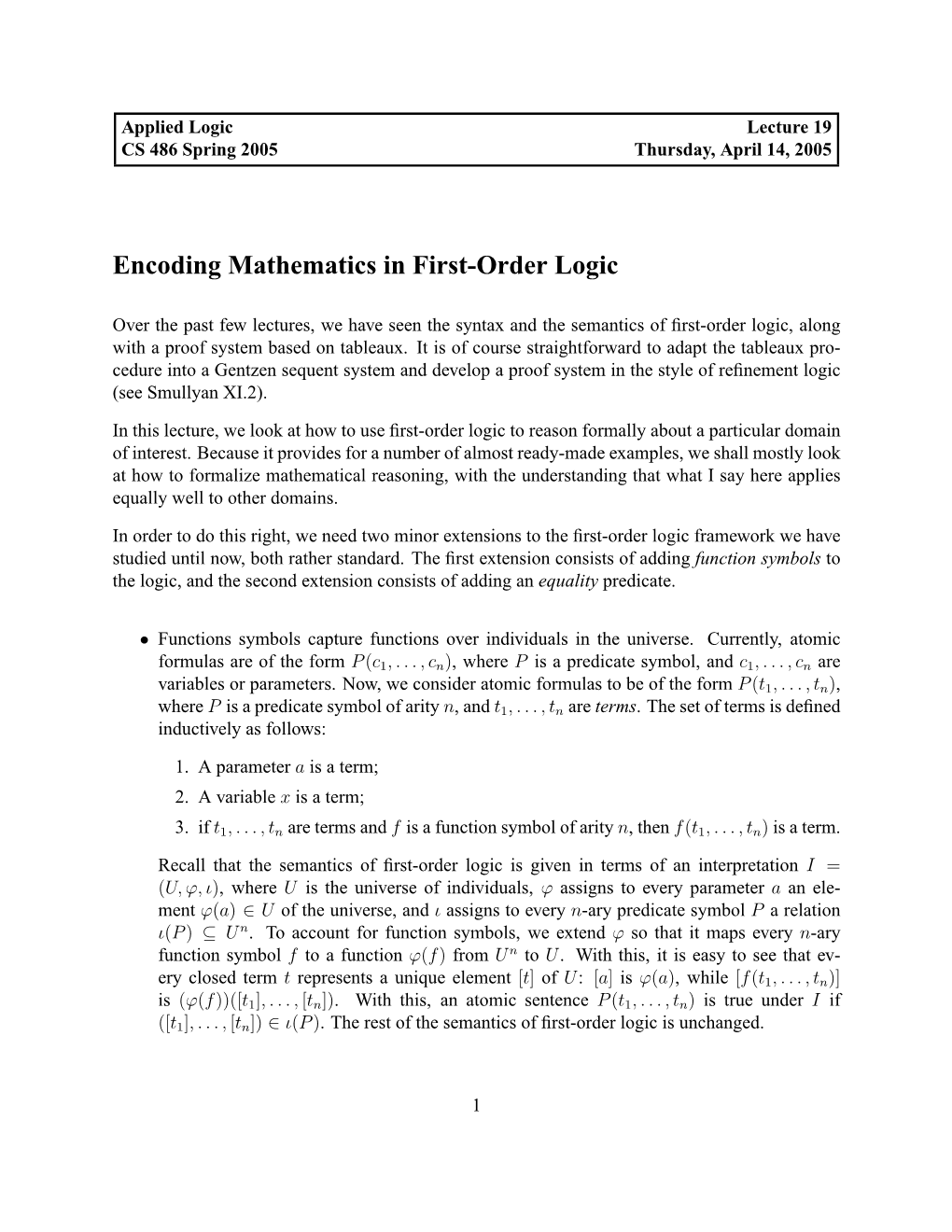 Encoding Mathematics in First-Order Logic