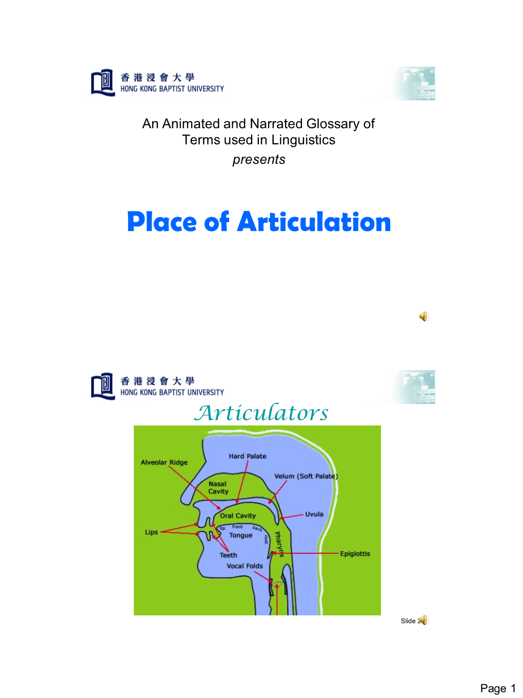 Place of Articulation