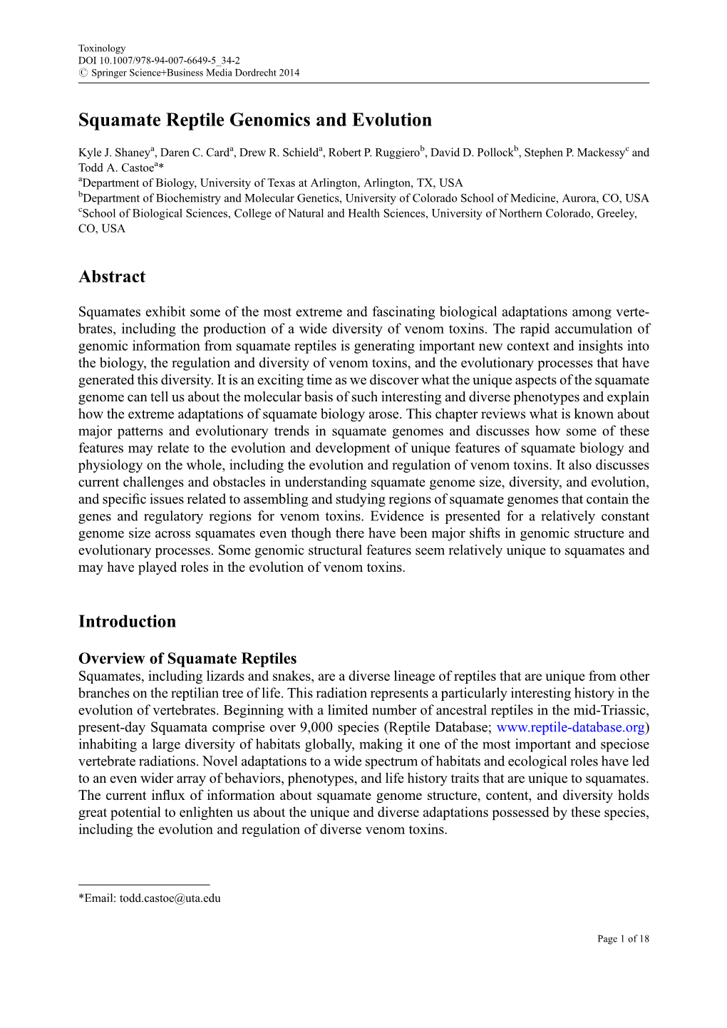 Squamate Reptile Genomics and Evolution