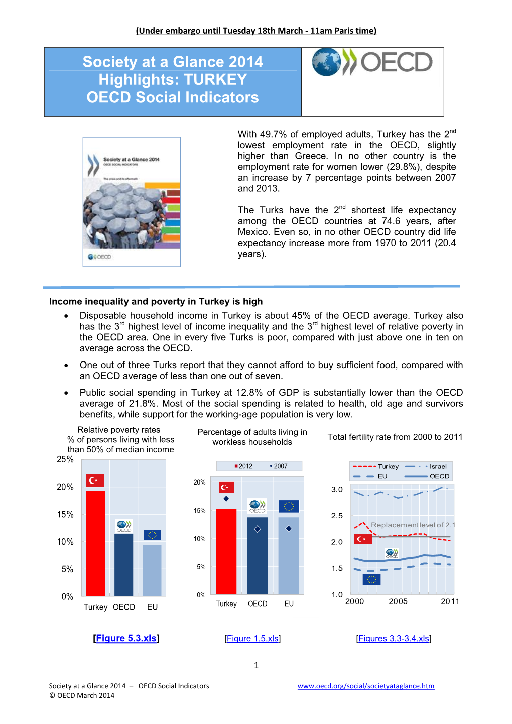 Society at a Glance 2014 Highlights: TURKEY OECD Social Indicators