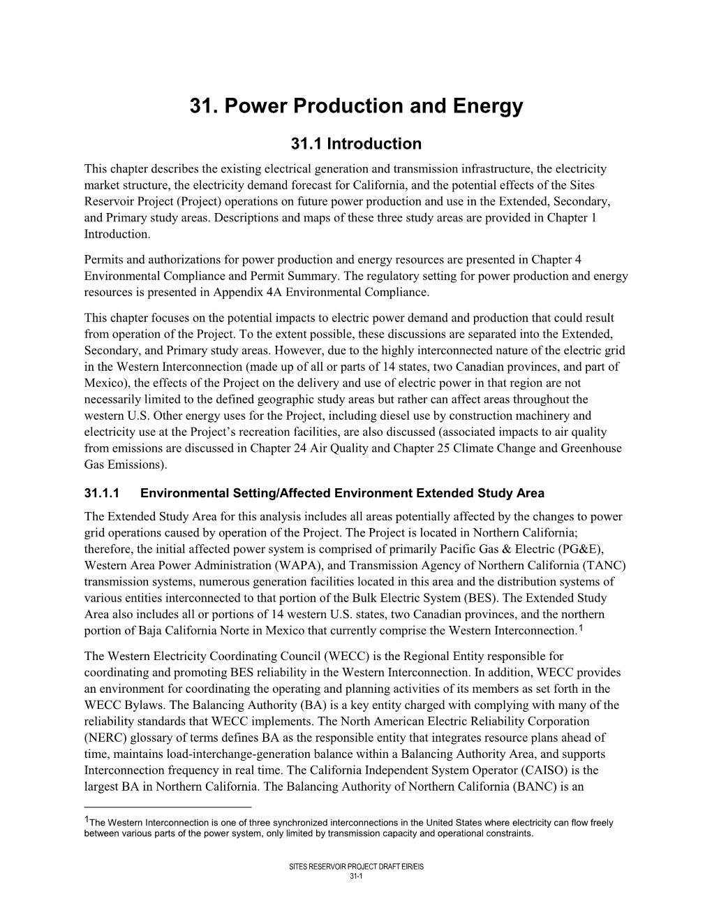 Sites Reservoir Project Public Draft EIR/EIS