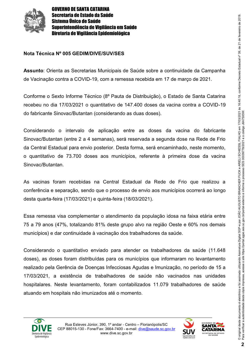 Nota Técnica Nº 005/2021