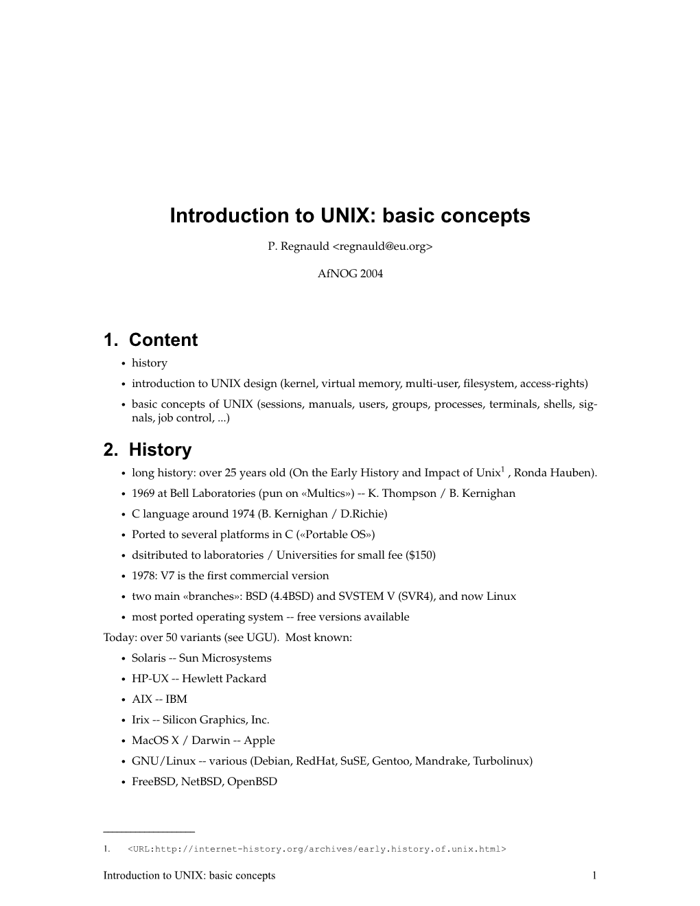 Introduction to UNIX: Basic Concepts