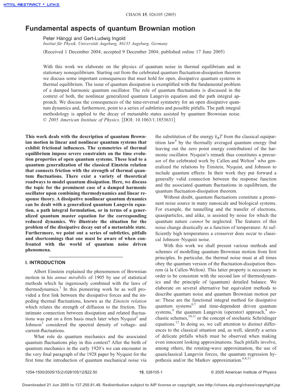 Fundamental Aspects of Quantum Brownian Motion