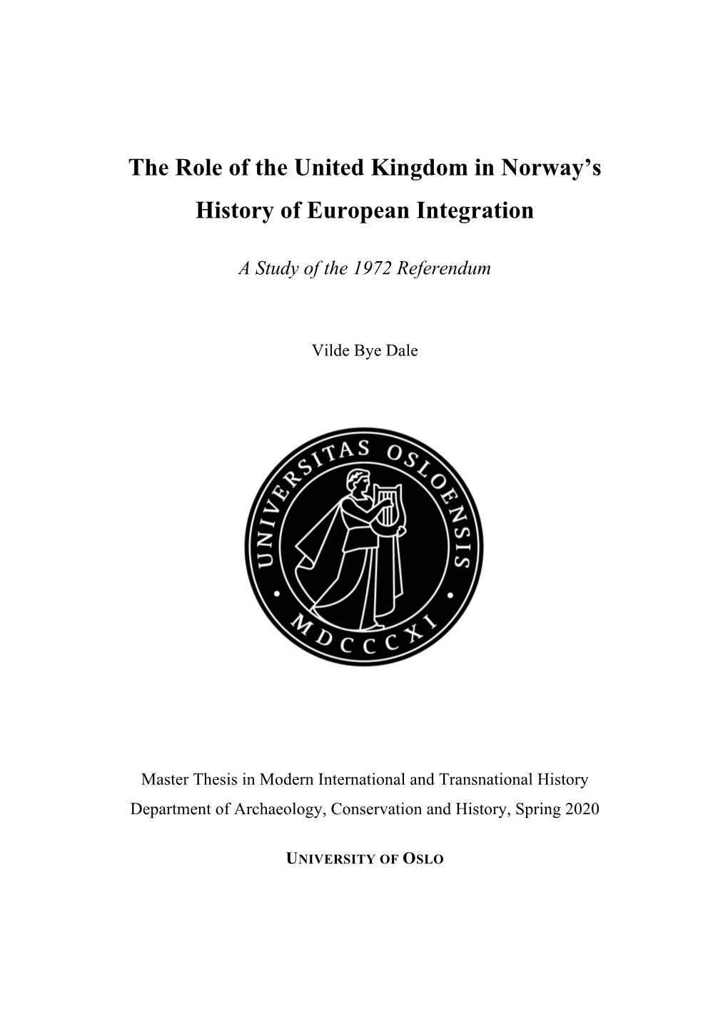 The Role of the United Kingdom in Norway's History of European