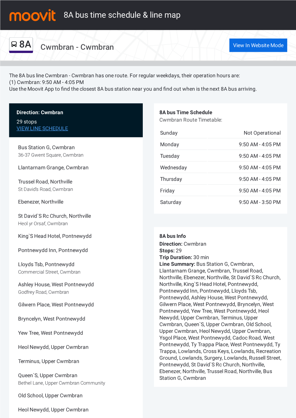 8A Bus Time Schedule & Line Route