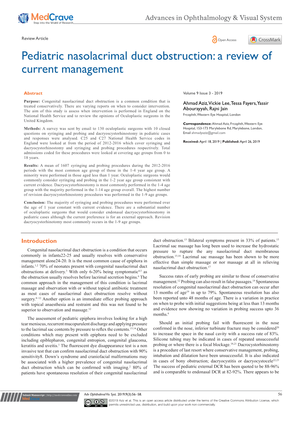 Pediatric Nasolacrimal Duct Obstruction: a Review of Current Management