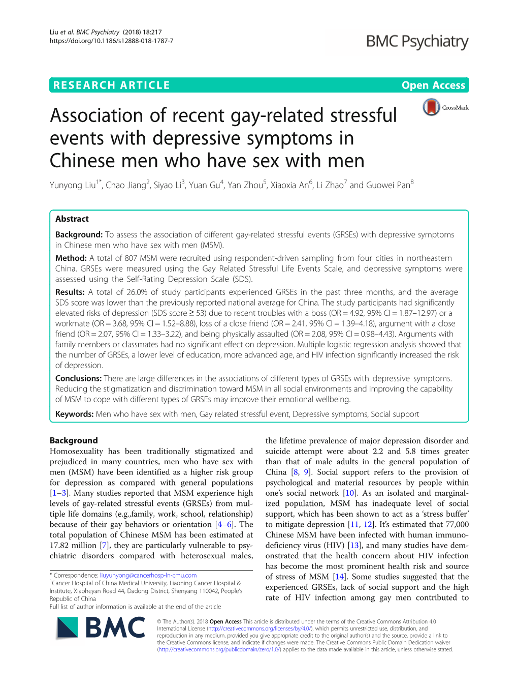 Association of Recent Gay-Related Stressful Events with Depressive