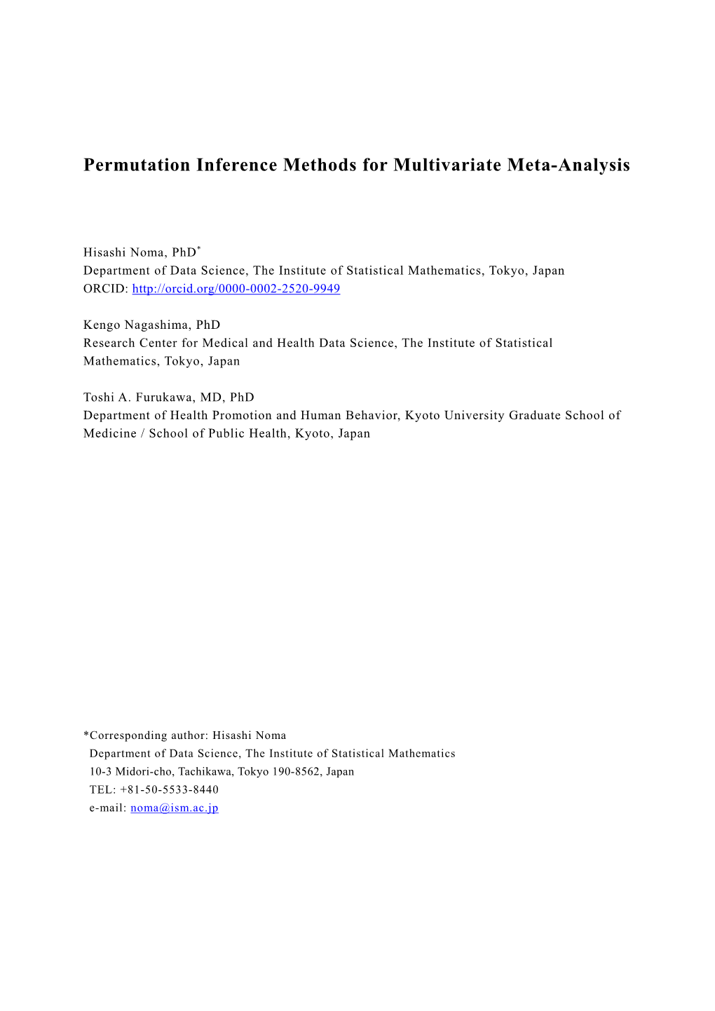 Permutation Inference Methods for Multivariate Meta-Analysis