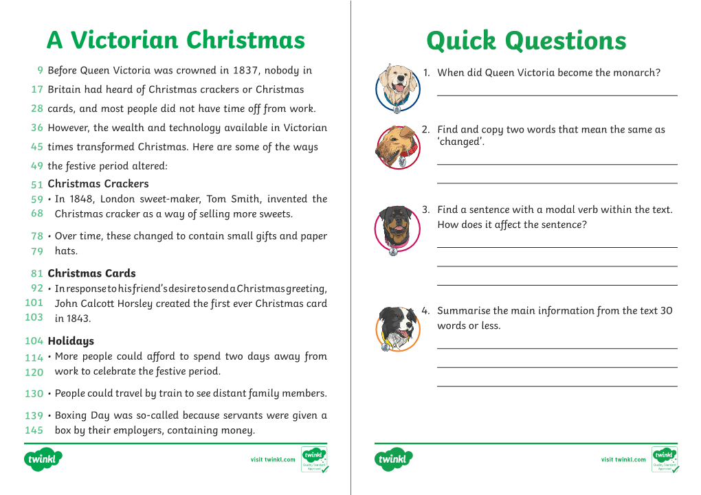 A Victorian Christmas Quick Questions