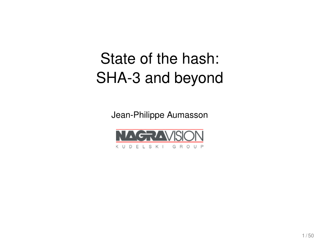 State of the Hash: SHA-3 and Beyond