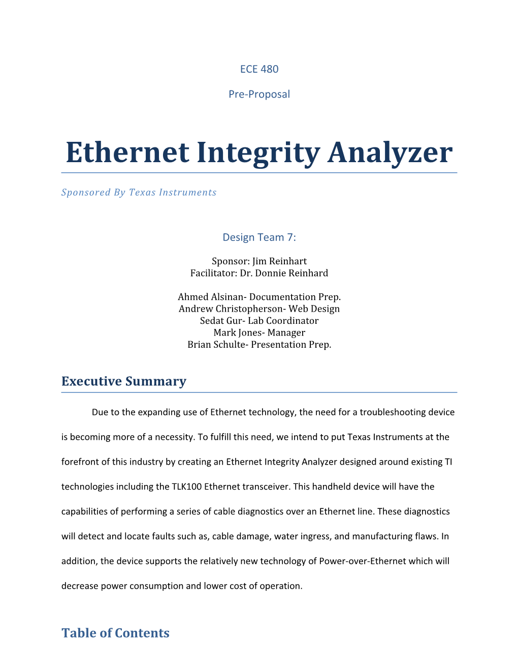 Ethernet Integrity Analyzer