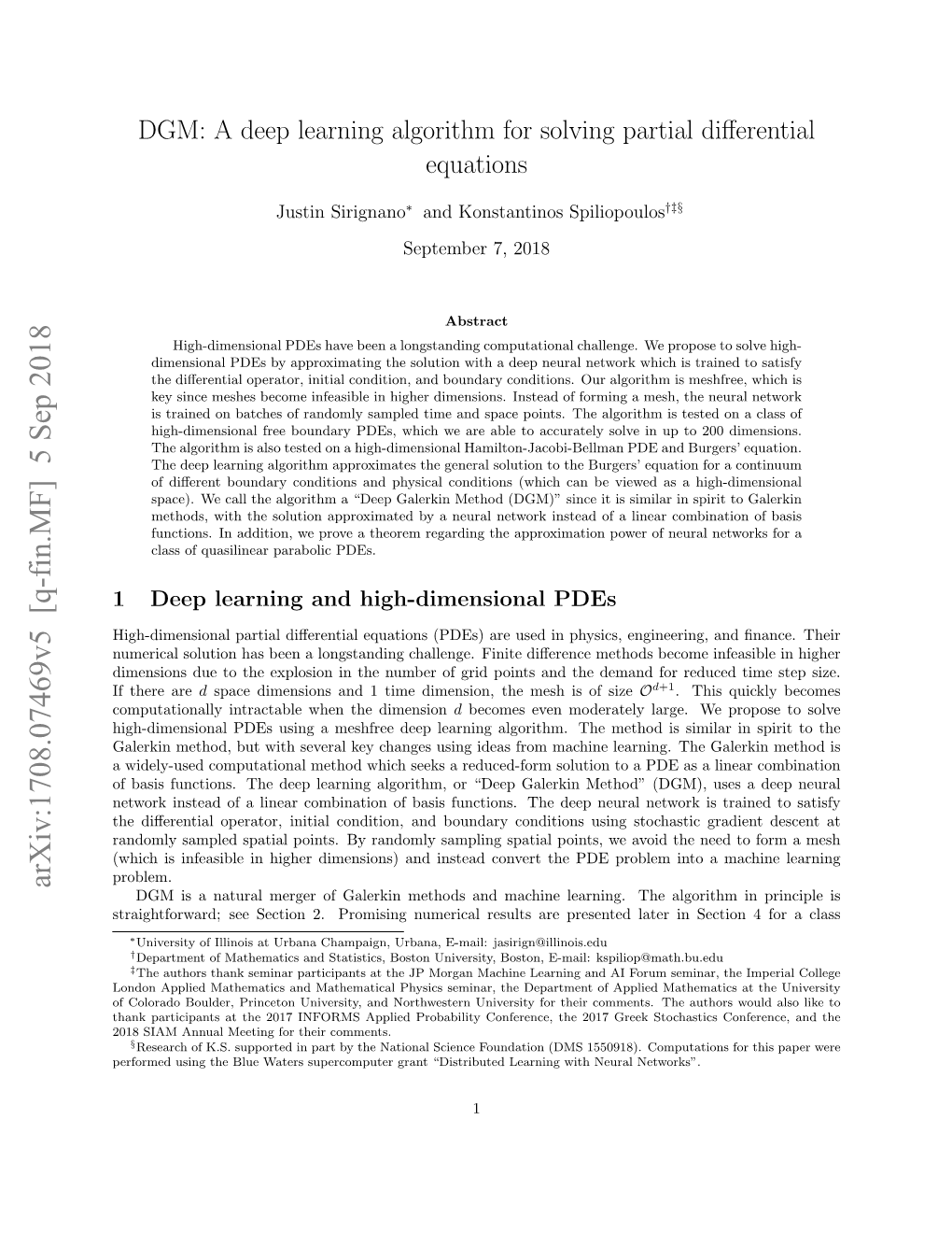 DGM: a Deep Learning Algorithm for Solving Partial Differential Equations