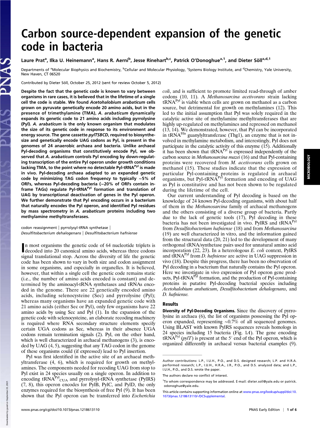 Carbon Source-Dependent Expansion of the Genetic Code in Bacteria