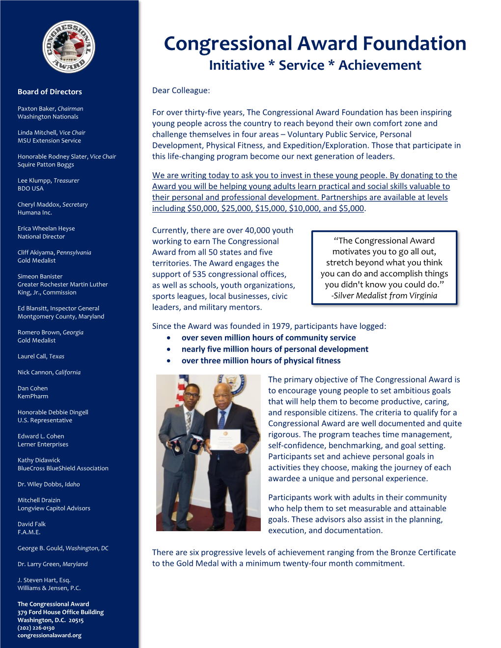 Congressional Award Foundation Initiative * Service * Achievement