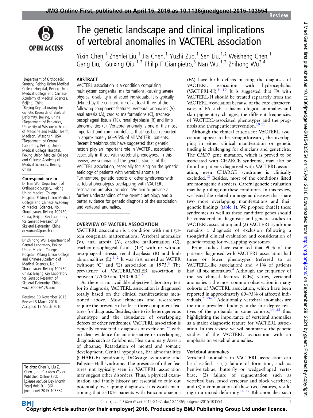 The Genetic Landscape and Clinical Implications of Vertebral Anomalies