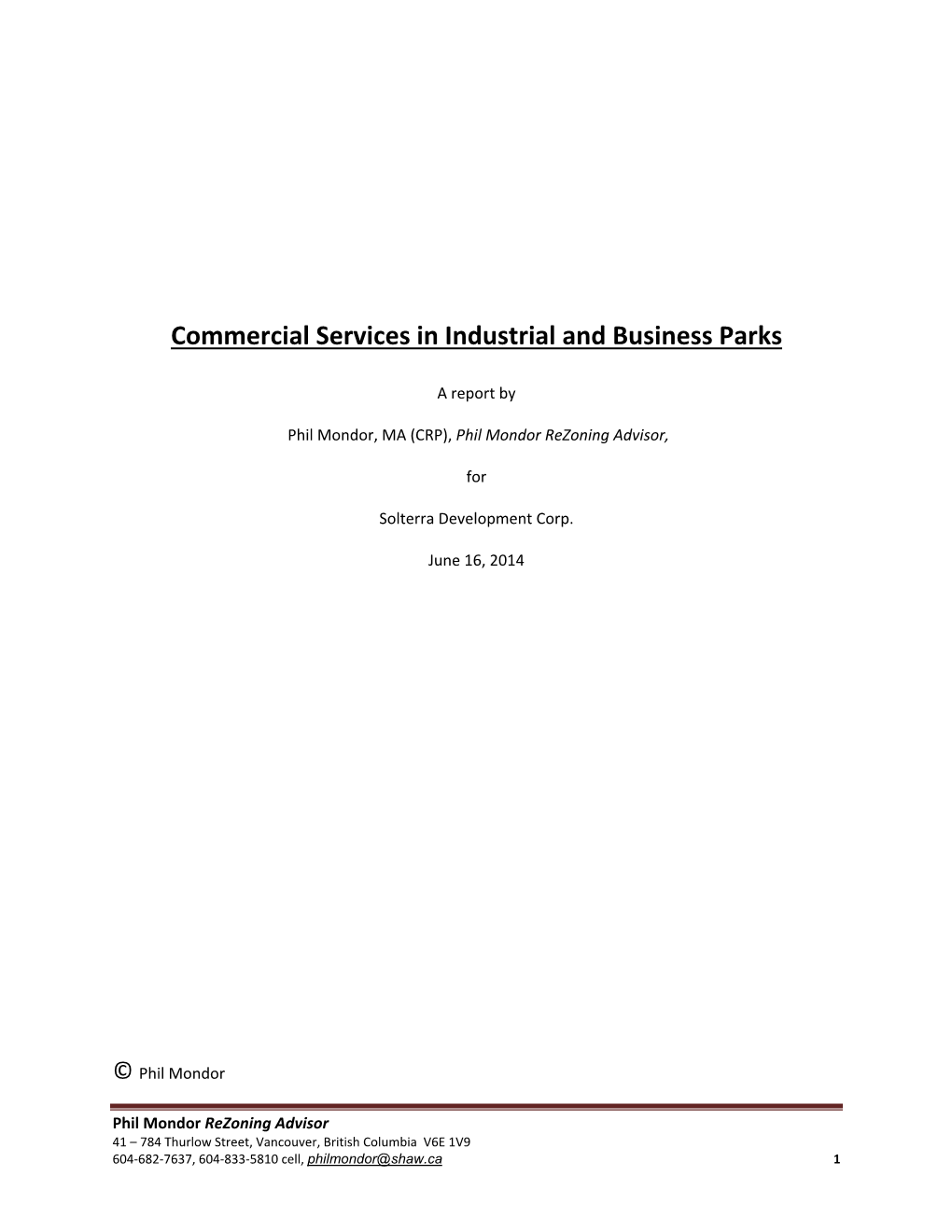 Commercial Services in Industrial and Business Parks