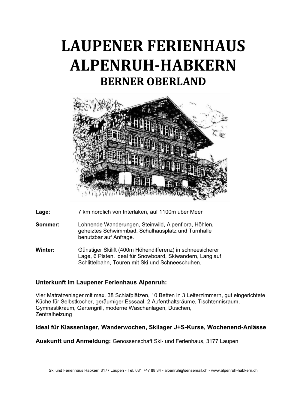 Laupener Ferienhaus Alpenruh-Habkern Berner Oberland