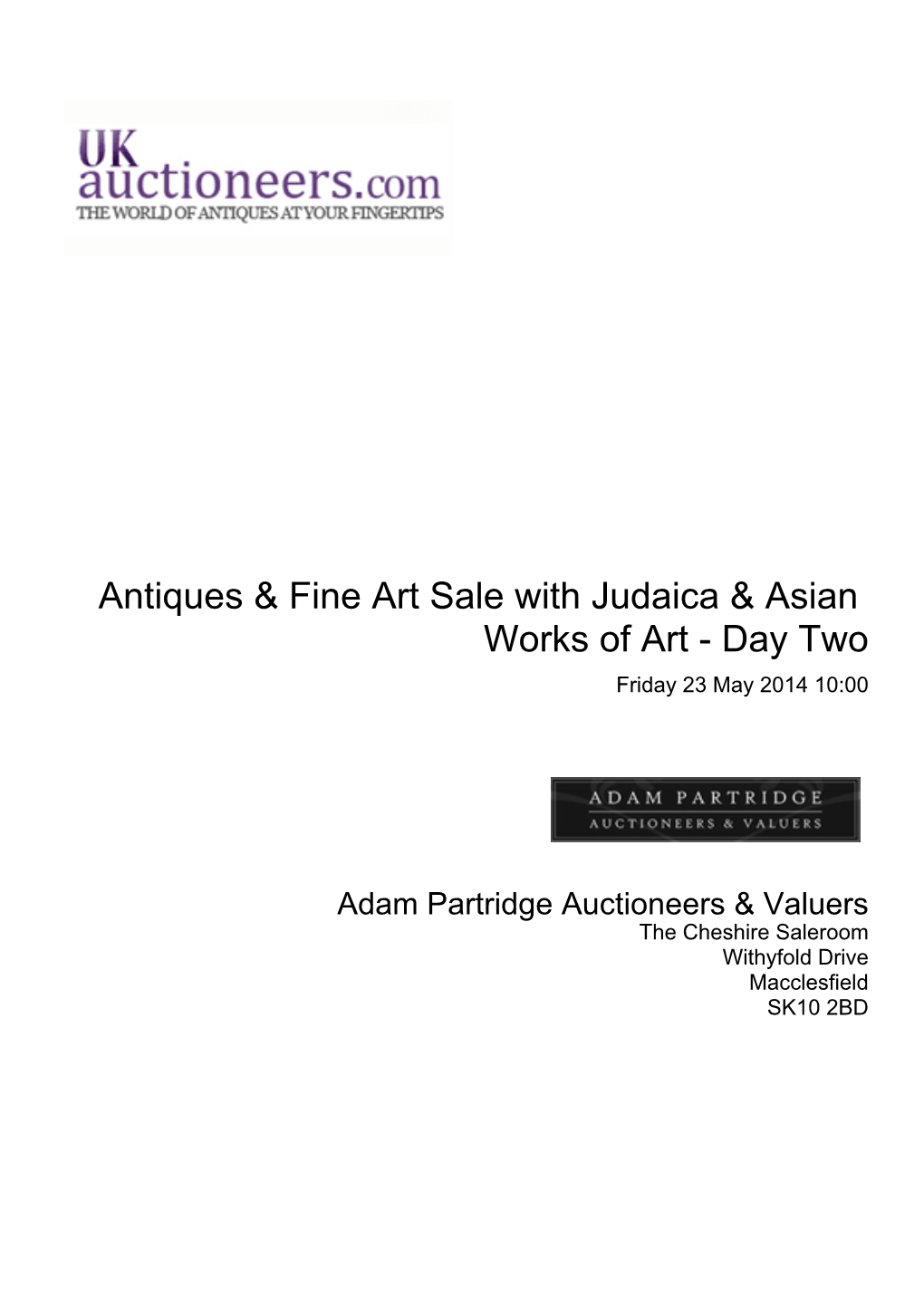 Antiques & Fine Art Sale with Judaica & Asian Works Of