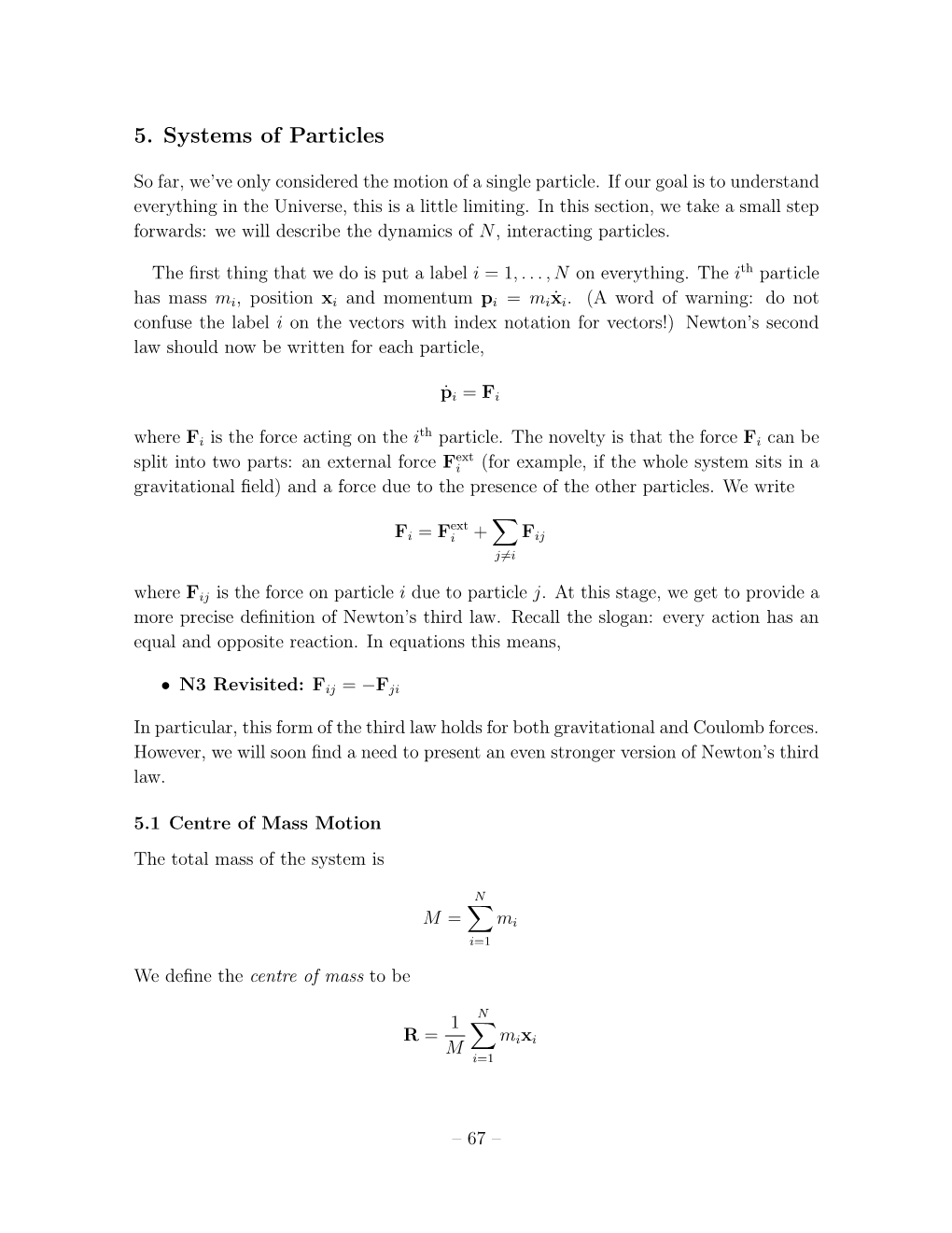 5. Systems of Particles