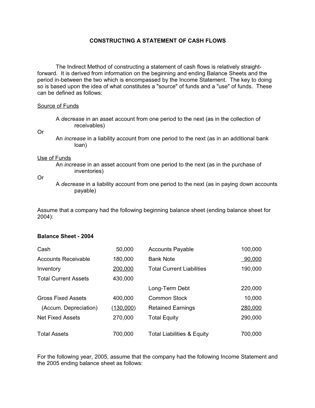 Constructing A Statement Of Cash Flows