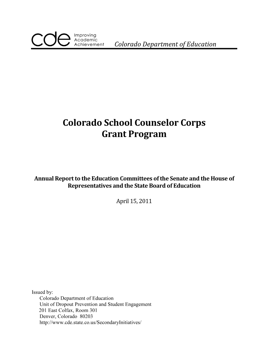 2011 School Counselor Corps Grant Program (PDF)