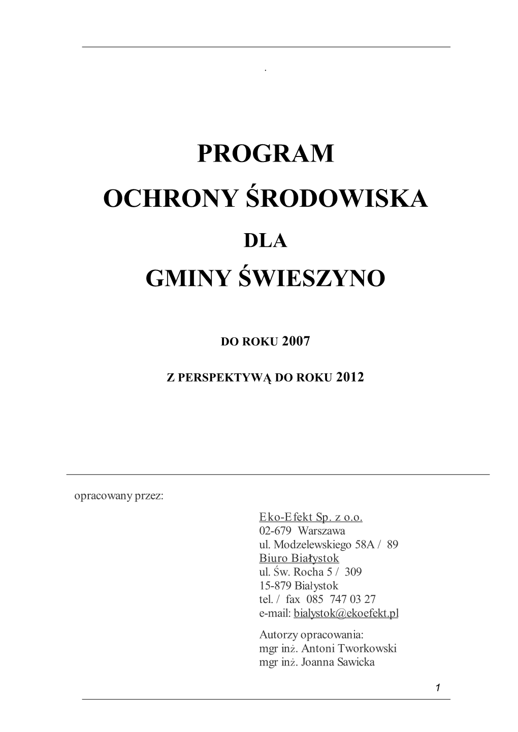 Program Ochrony Środowiska Dla Gminy Świeszyno