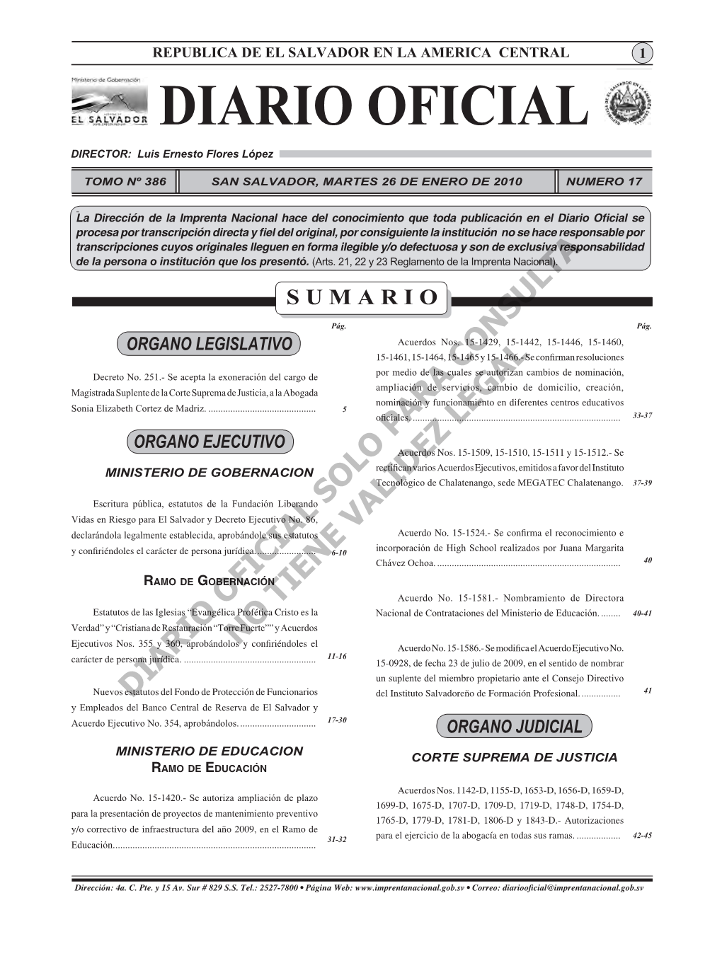 Diario Oficial SUM Ario