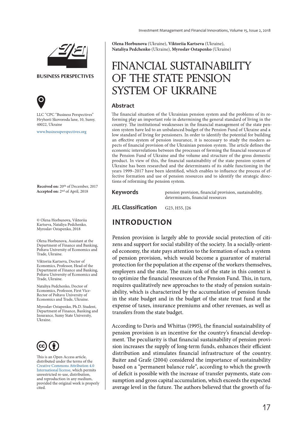 FINANCIAL Sustainability of the STATE