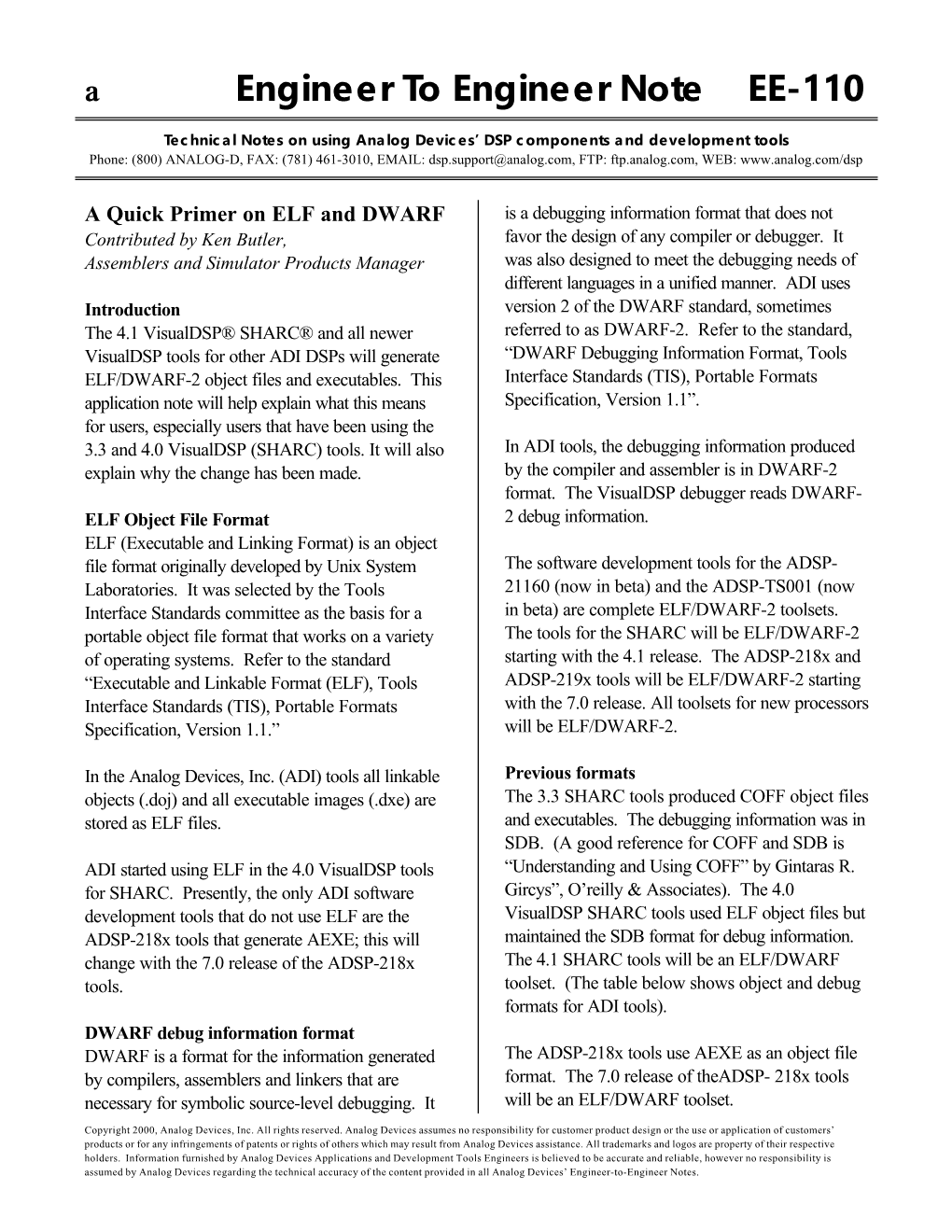 PDF 19 Kb EE-110: a Quick Primer on ELF and DWARF