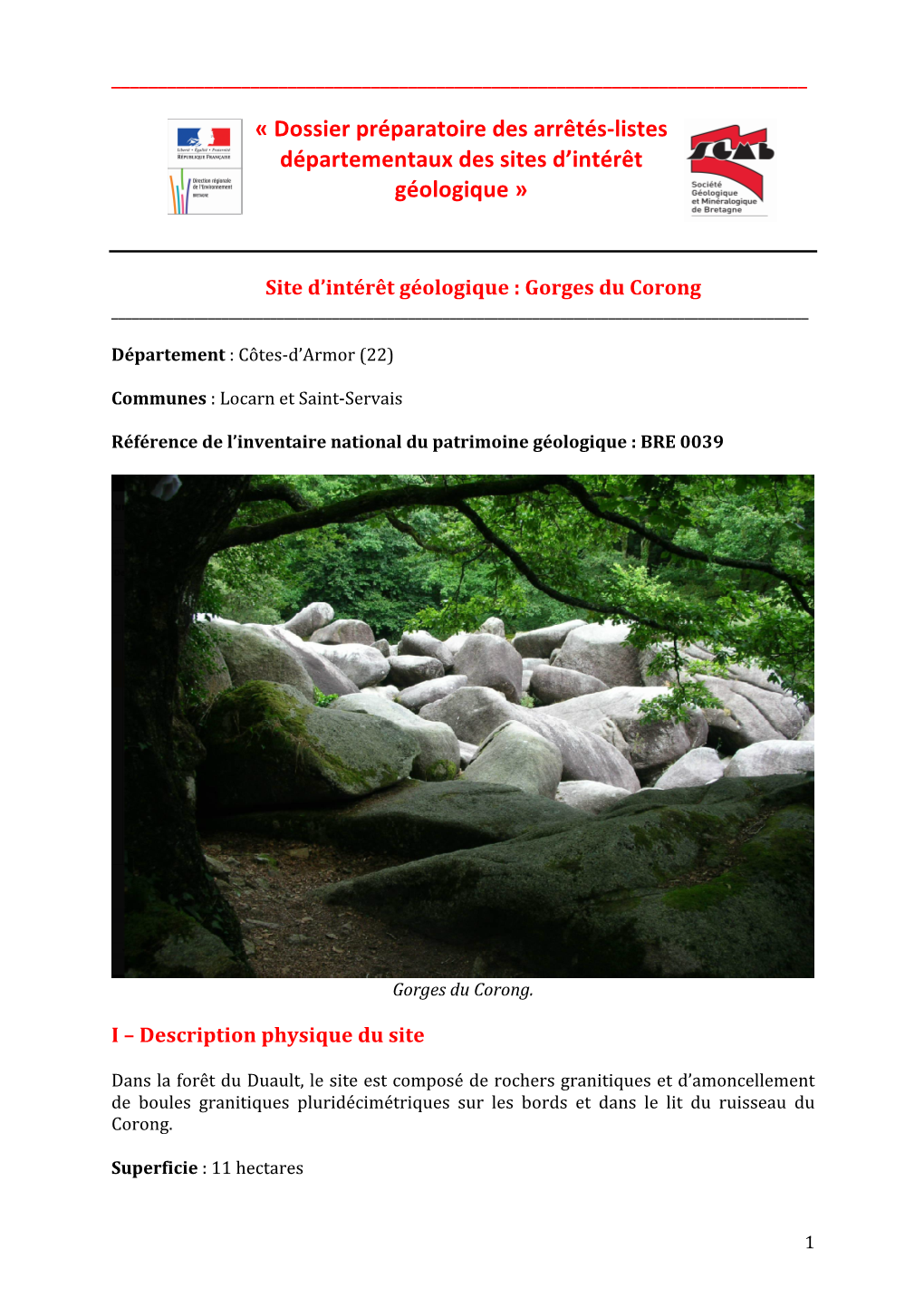 Site D'intérêt Géologique : Gorges Du Corong