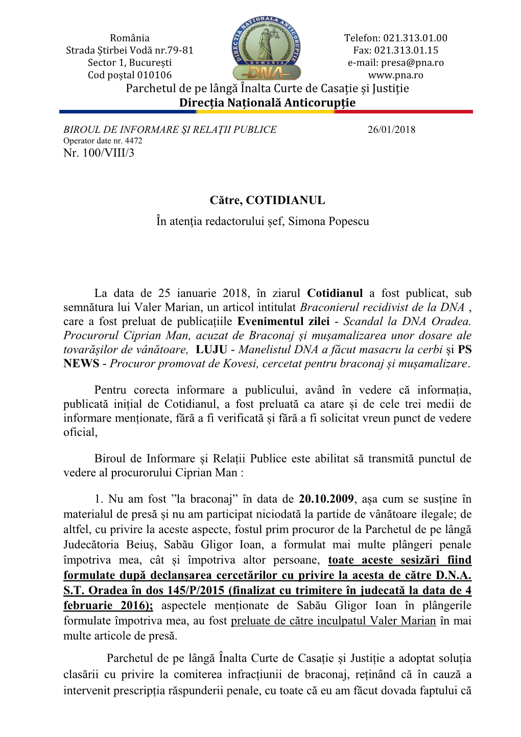 Parchetul De Pe Lângă Înalta Curte De Casație Și Justiție Direcția Națională Anticorupție