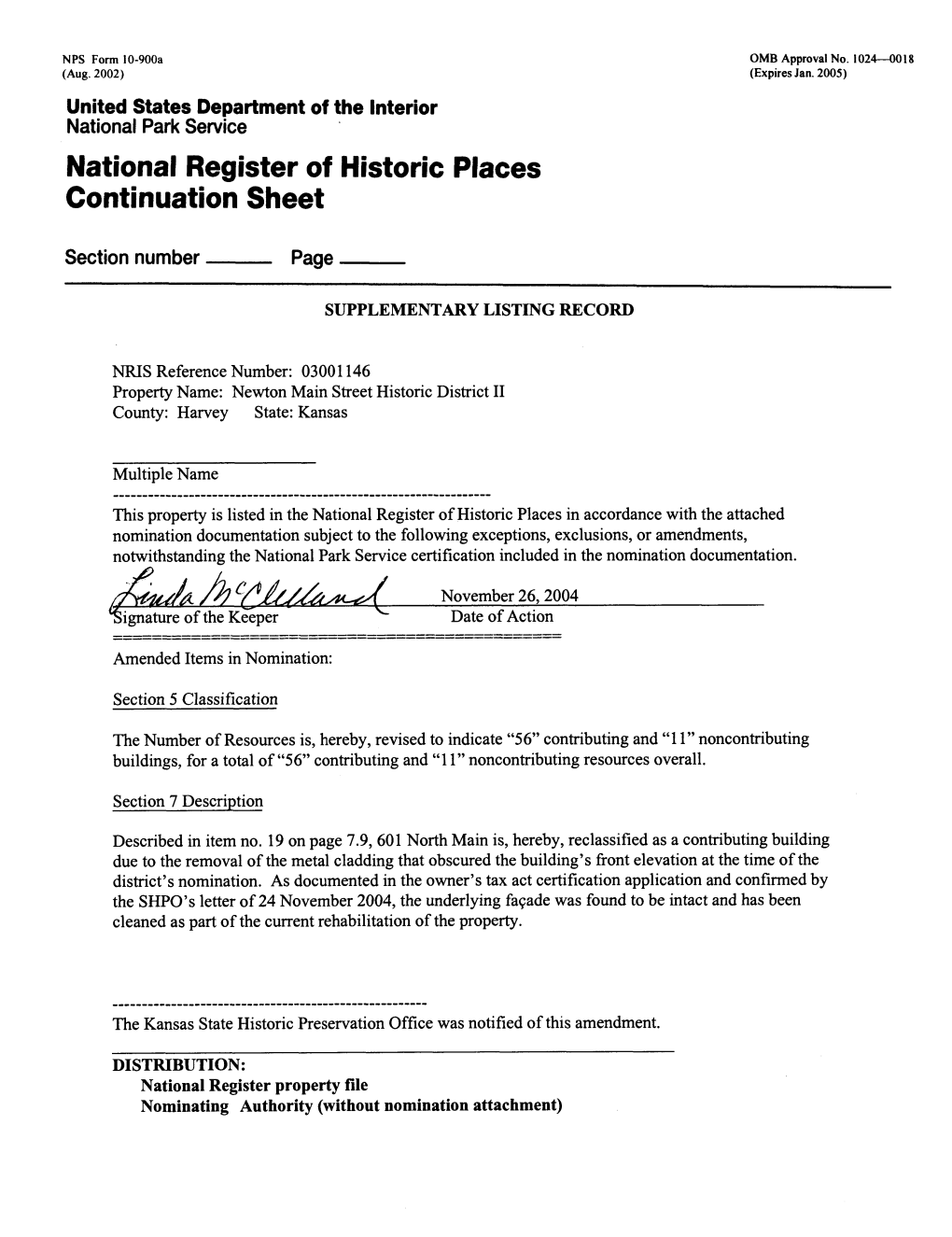 National Register of Historic Places Continuation Sheet