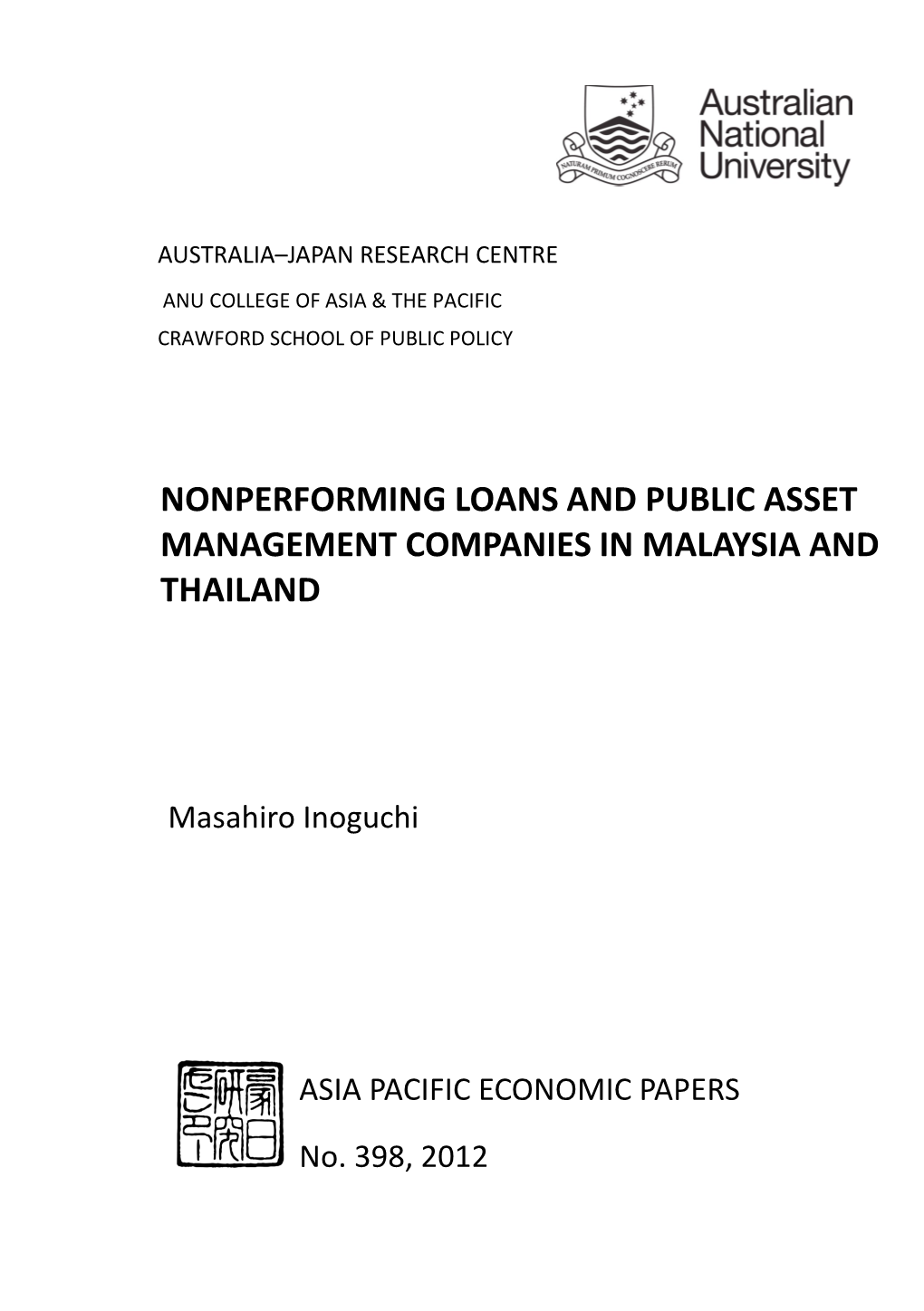 Nonperforming Loans and Public Asset Management Companies in Malaysia and Thailand