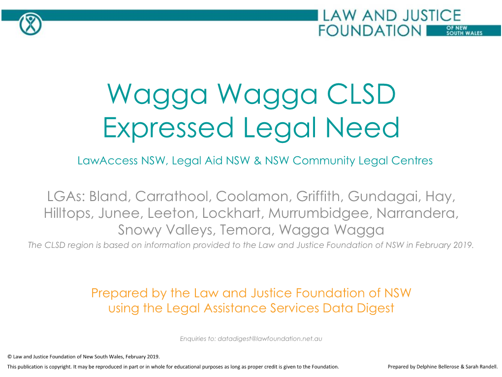 Wagga Wagga CLSD Expressed Legal Need