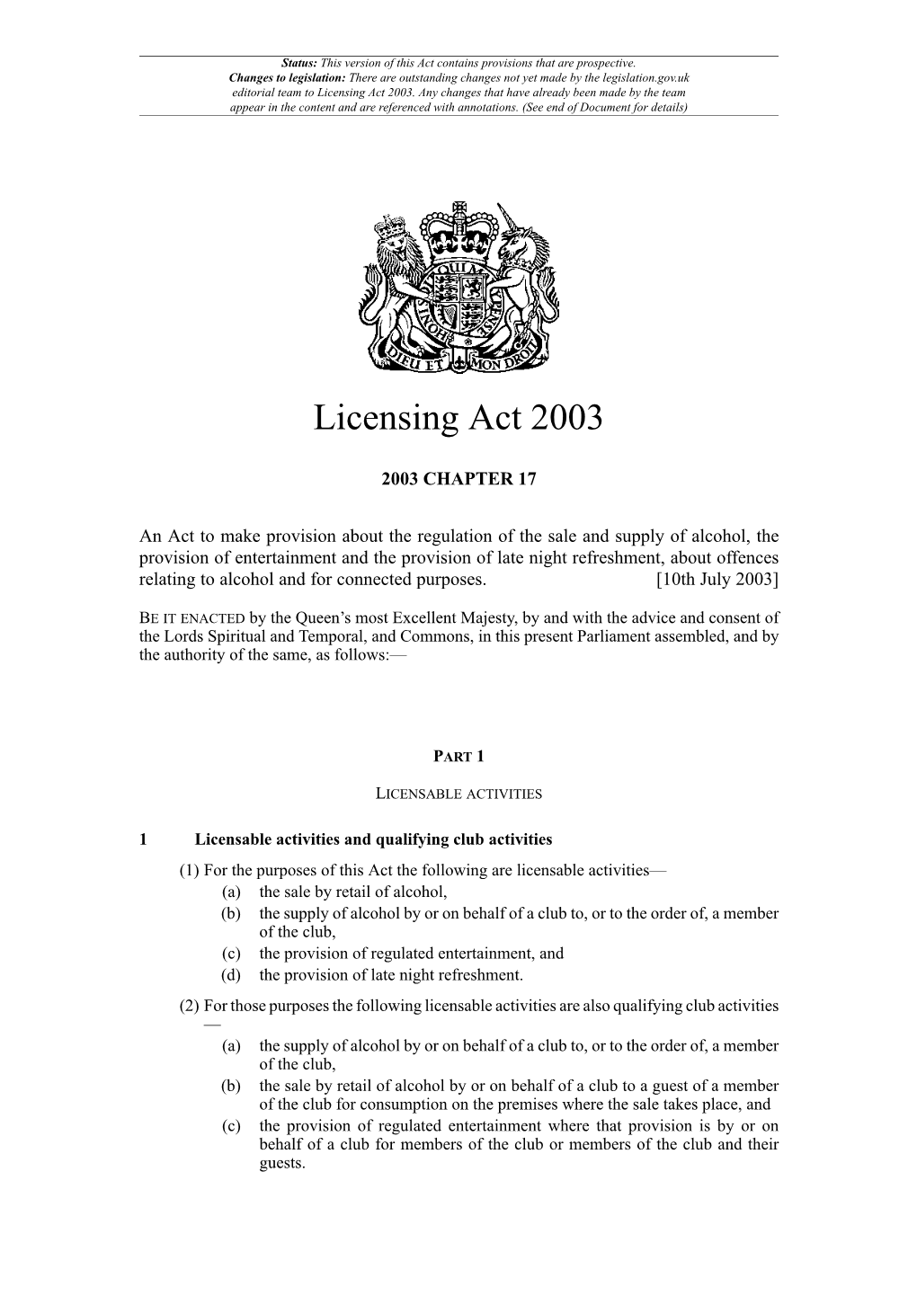 Licensing Act 2003