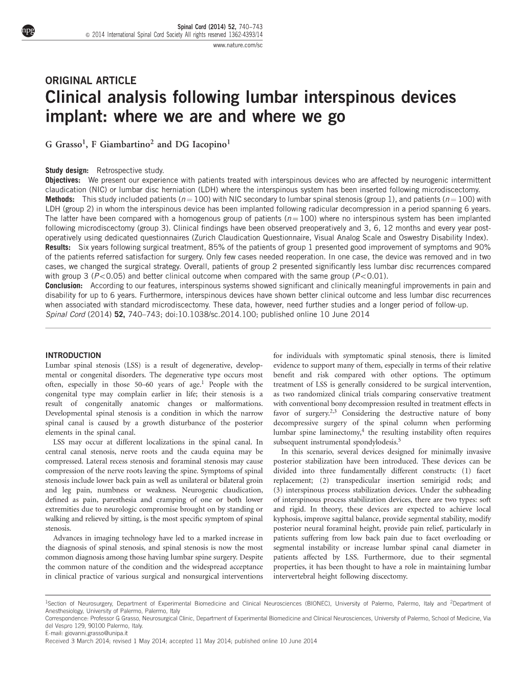 Clinical Analysis Following Lumbar Interspinous Devices Implant: Where We Are and Where We Go